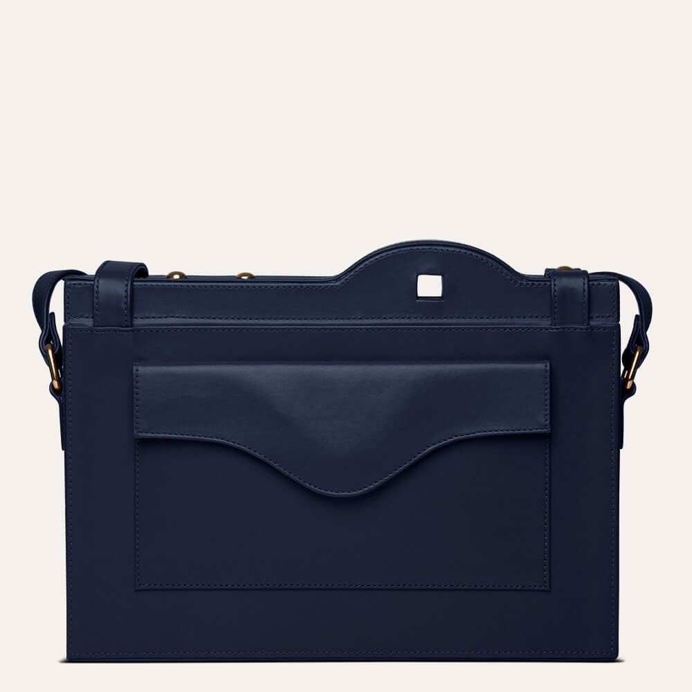 Borromee bag in blue taurillon - The canvas and leather travel bags -  Aubercy